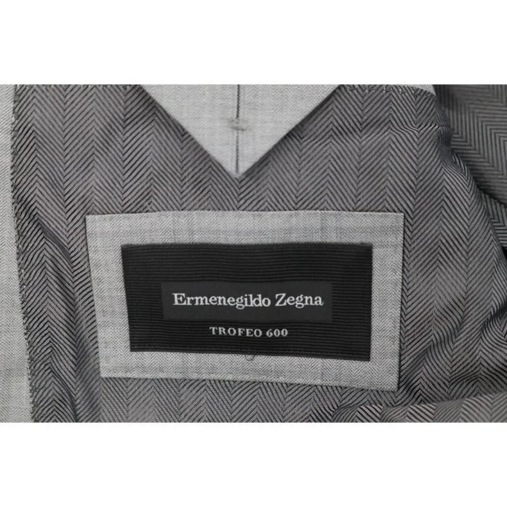 Ermenegildo Zegna sport coat men's 42R Trofeo 600 Manhattan wool silk gray plaid - Picture 16 of 16